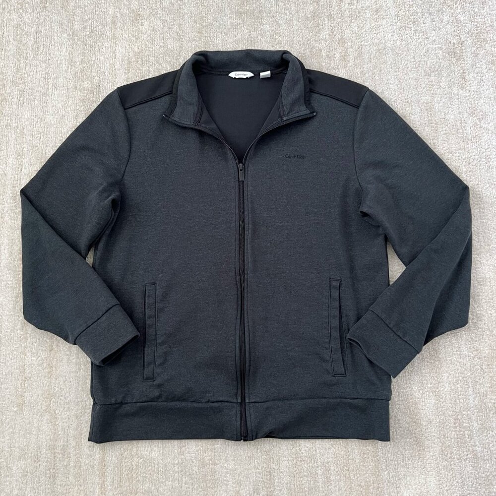Calvin Klein Long Sleeve Knit Zip Up Shirt Top L